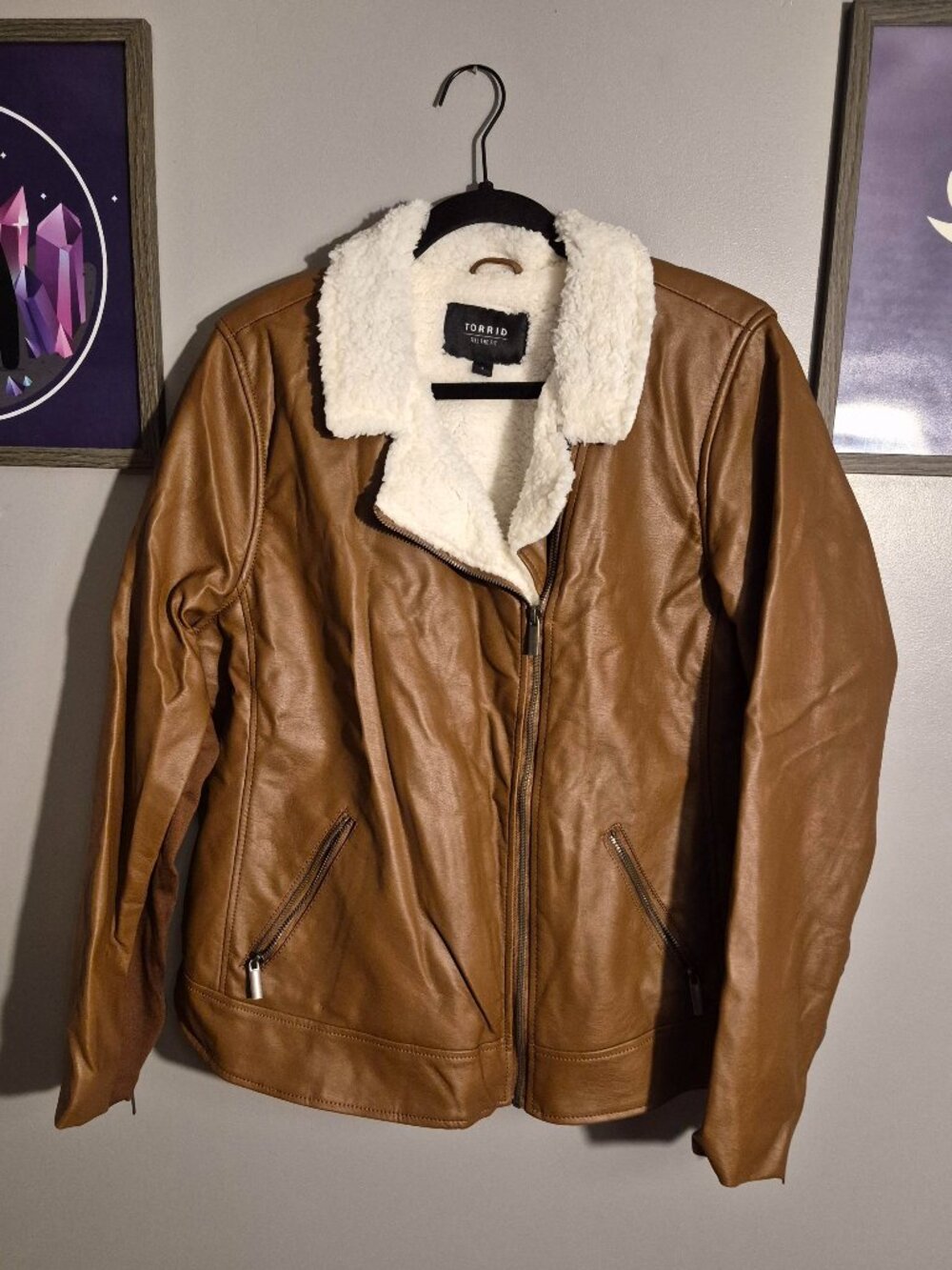 Brown Bomber Jacket with Sherpa Lining